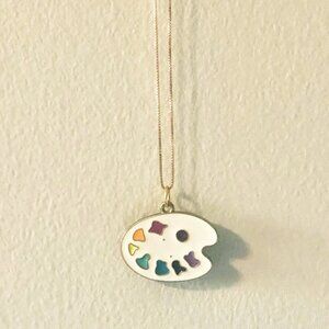 White Paint Palette Pendant Necklace